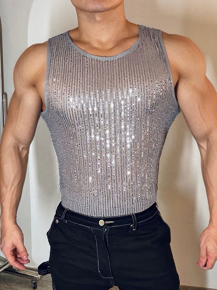 Men's Sparkly Sequins Versatile American Style Vest