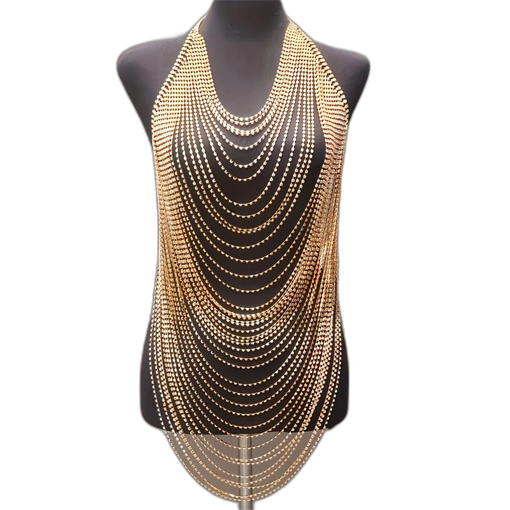 Rhinestone Drape Chain Top
