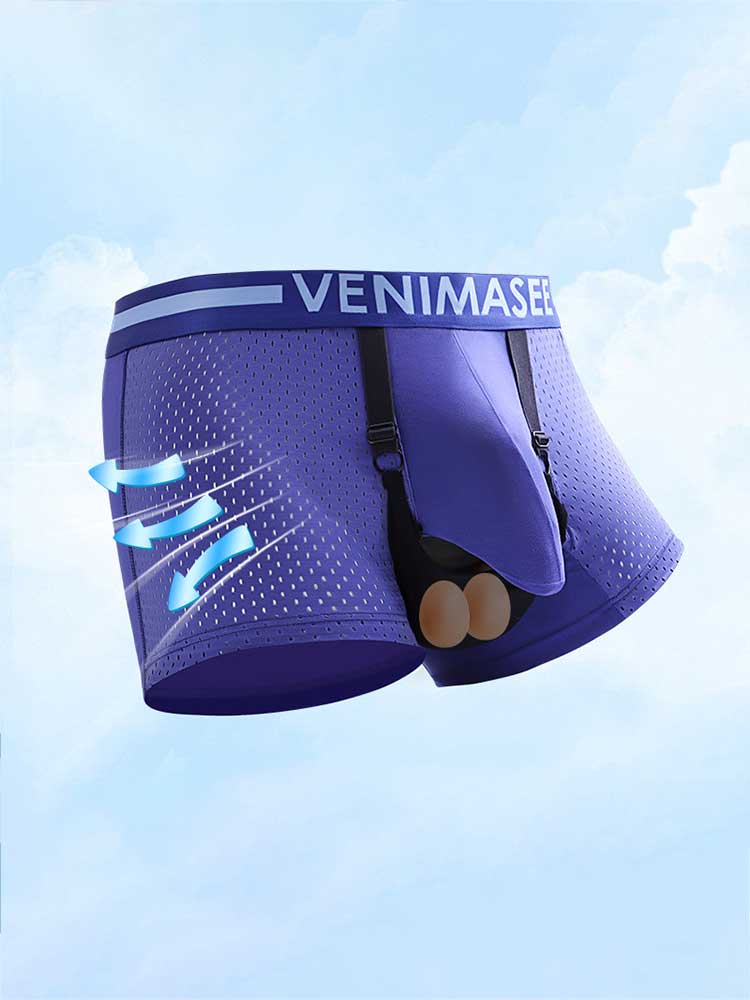 Men's Adjustable Scrotal Support Mesh Boxer Briefs