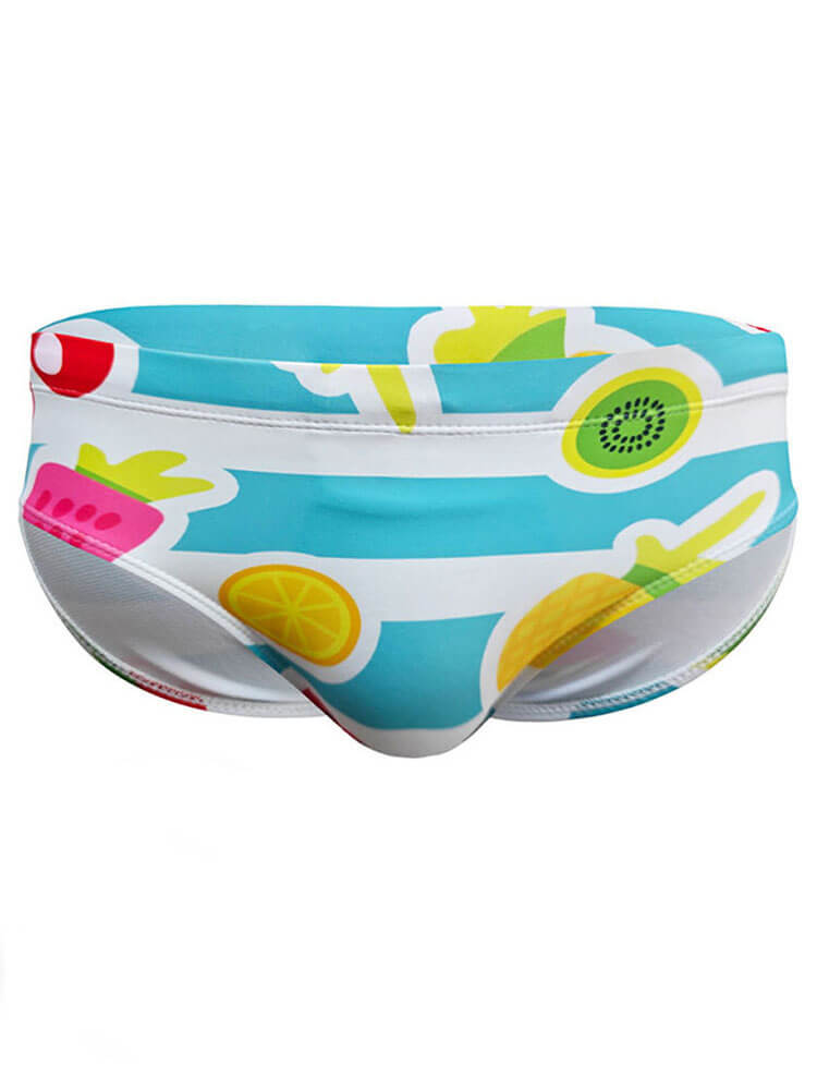 Men's Sexy Low-Rise Fruit Print Bikini Swim Briefs