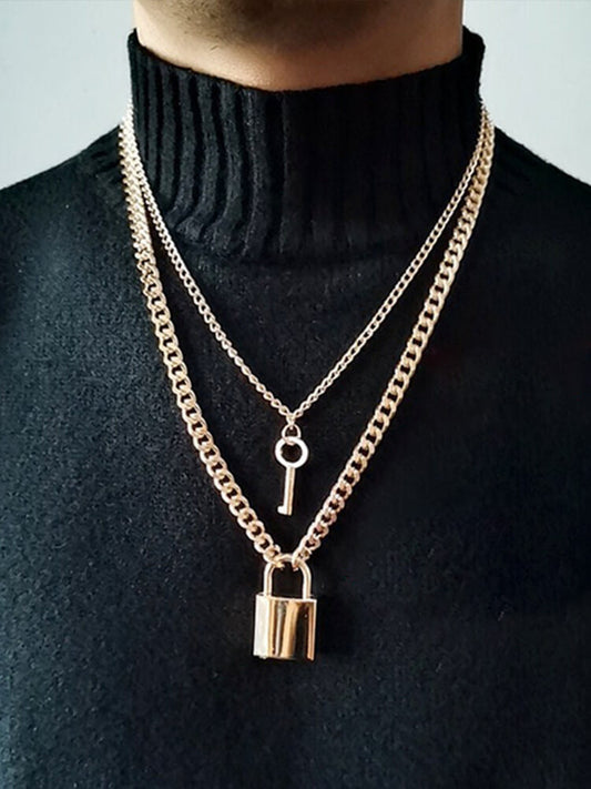 Hip Hop Detachable Key Lock Couple Necklace