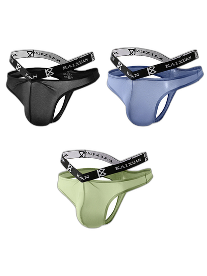 3 Pack Men's Sexy Ice Silk Mesh Breathable Erotic Thong & Strings