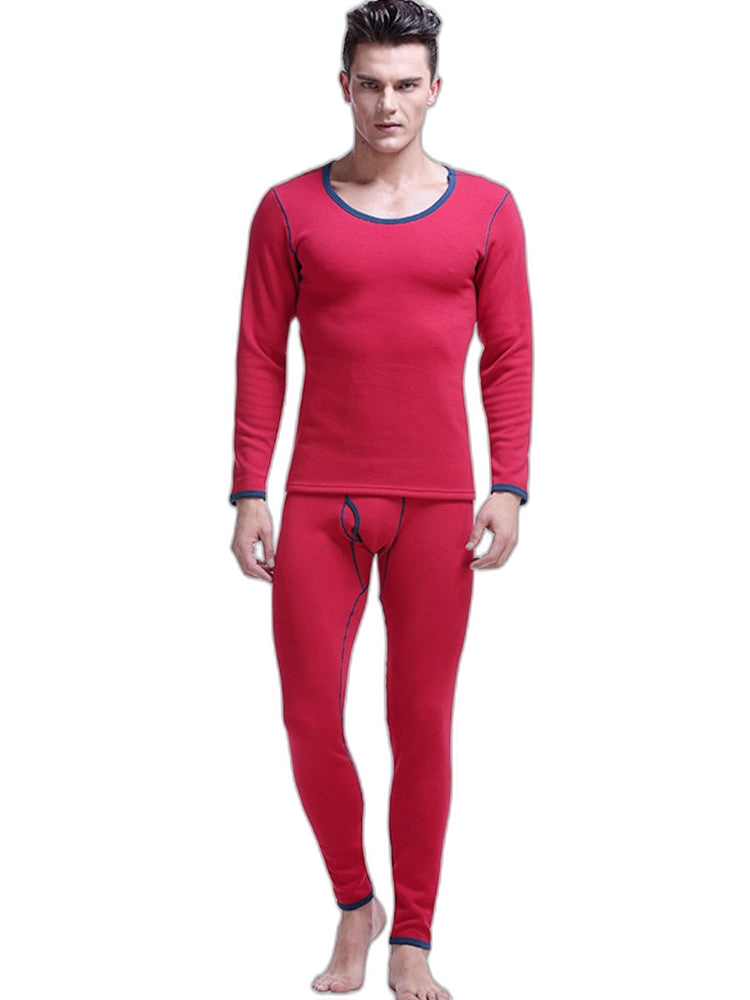 Fleece Lined Men's Thermal Underwear With Support Pouch