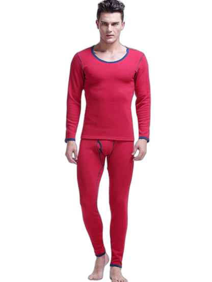 Fleece Lined Men's Thermal Underwear With Support Pouch