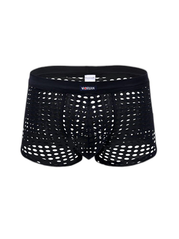 2 Pack Men's Hollow Mesh Sexy Trendy Moisture-Wicking Trunks
