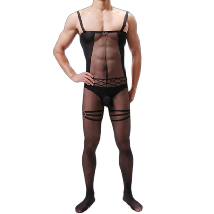 Mesh Charm Suspender One Piece Stockings
