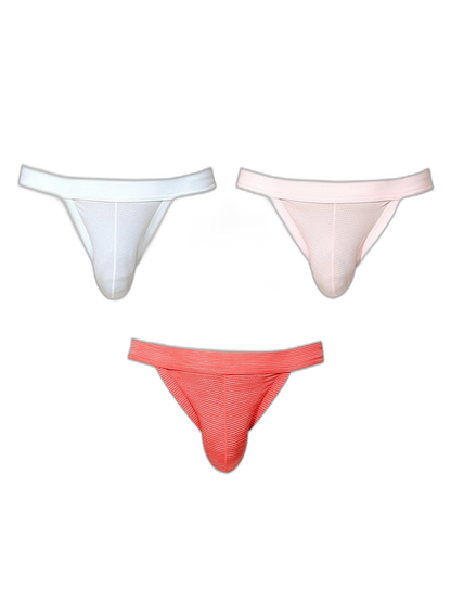 3 Pack Men's Breathable Mesh Odor-Resistant Solid Color Sexy Briefs