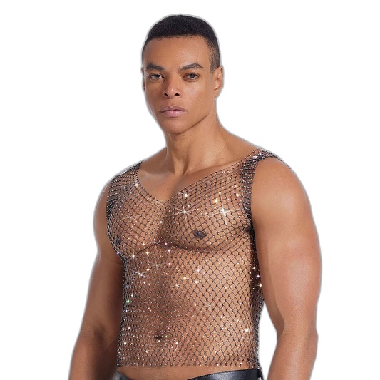 Rhinestone Mesh Tank