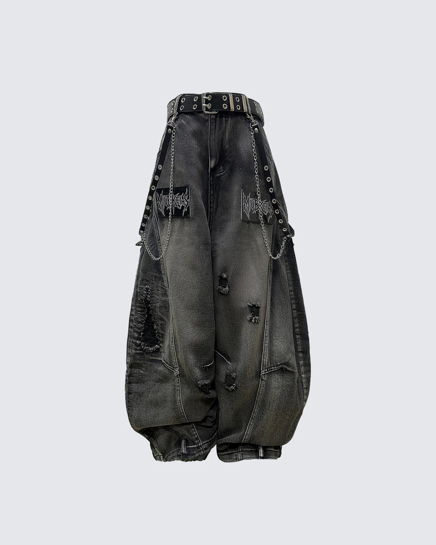 American Avant-Garde Washed Distressed Deconstructed Armor Hoodie Set