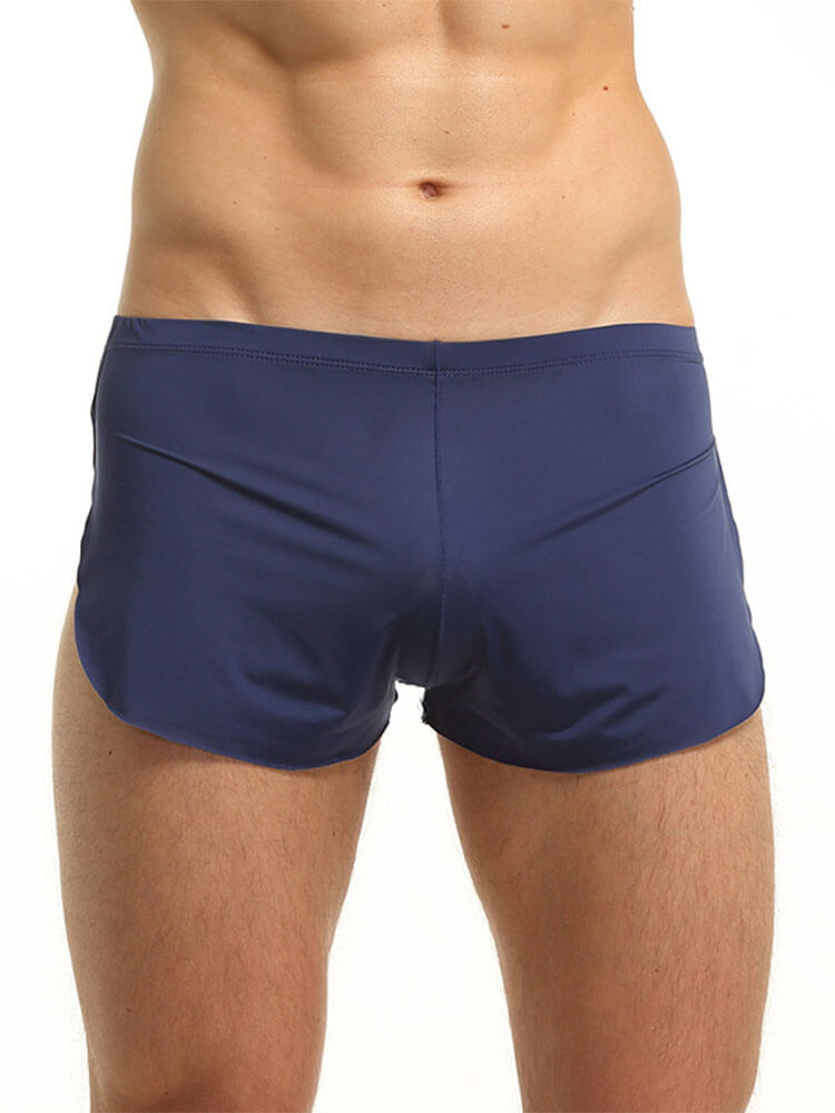 Men's Solid-Color Side Slits Ice Silk Boxer Briefs