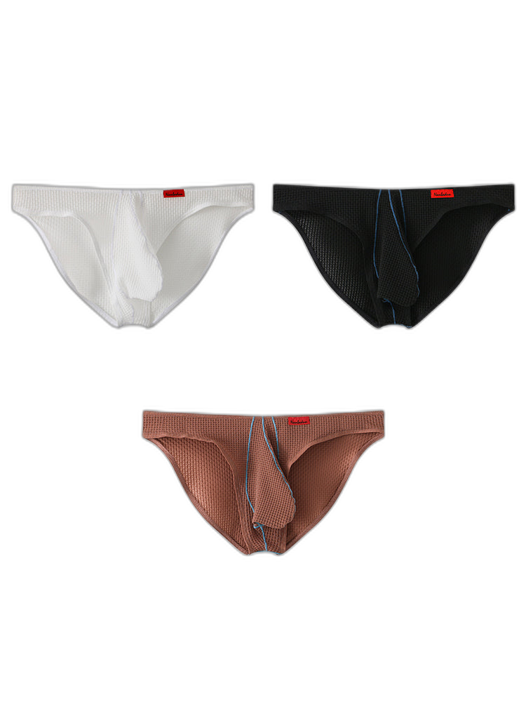 3 Pack Men's Ice Silk High-Elastic Breathable Briefs for Sports