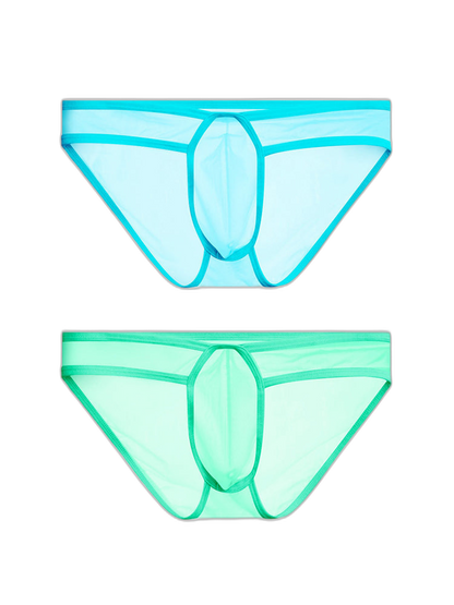 2 Pack Men's Ice Silk Breathable Sexy Low-Rise Anti-Odor Briefs
