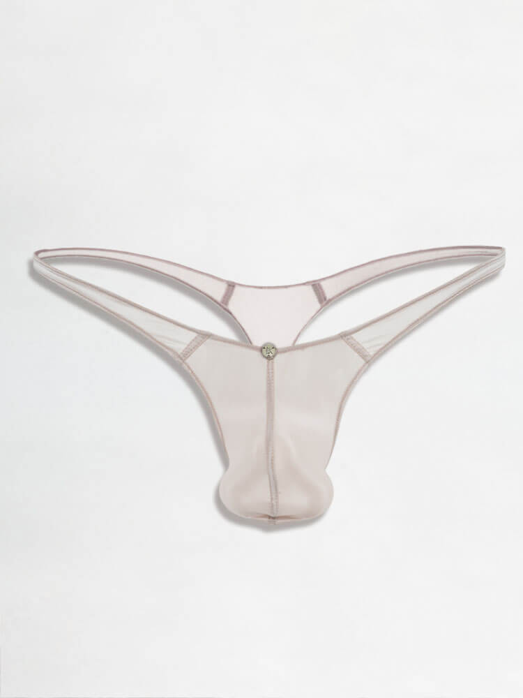 Men's Sexy Solid Color Low-Rise Transparent Thong