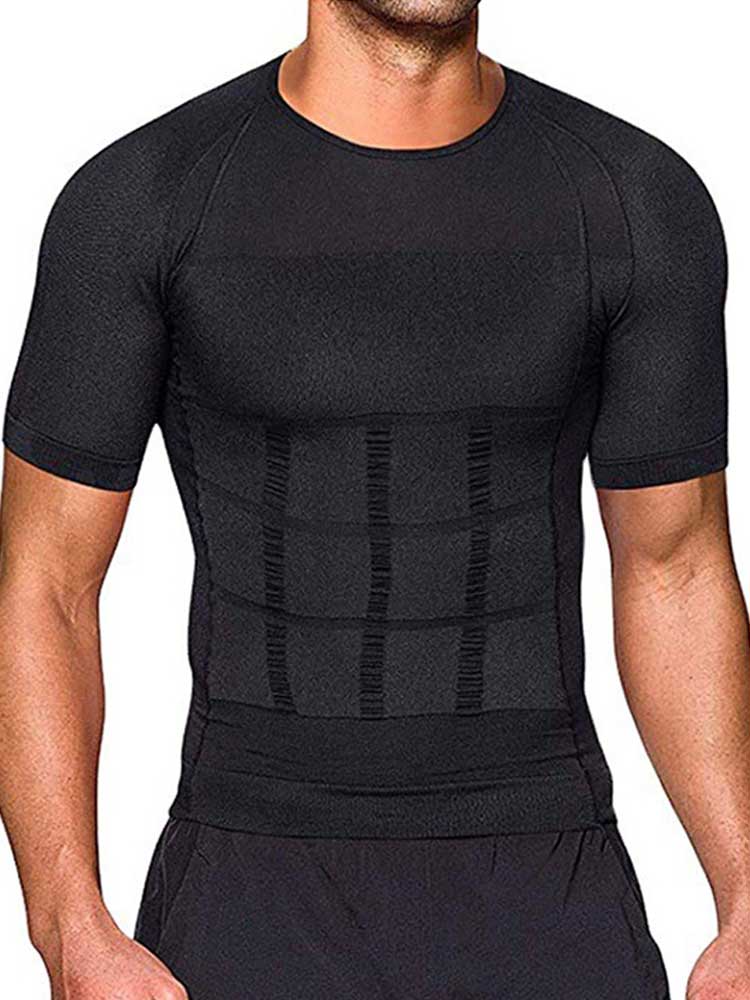 Men's Solid Color Slim Shaping T-shirt and Shorts