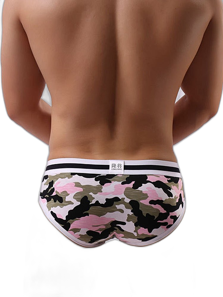 3 Pack Men's Mid-Rise Breathable Soft Cotton Camouflage Stretch Fit Bikini