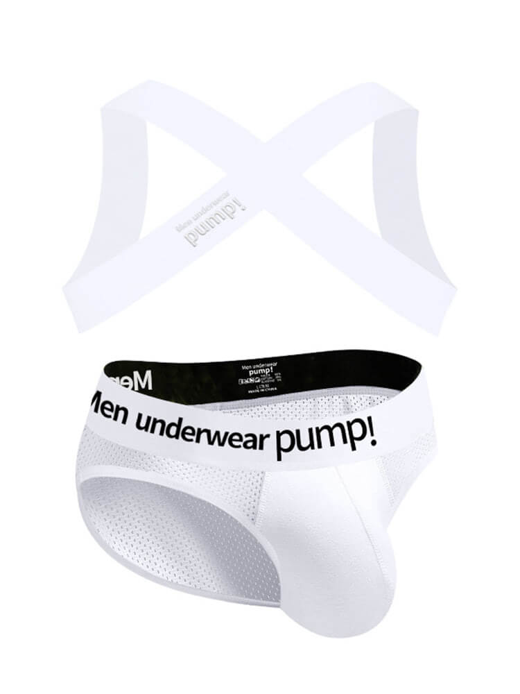 Men's Elastic Shoulder Strap Underwear 2-Piece Set