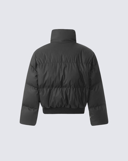 Simple High Neck Short Cotton Jacket