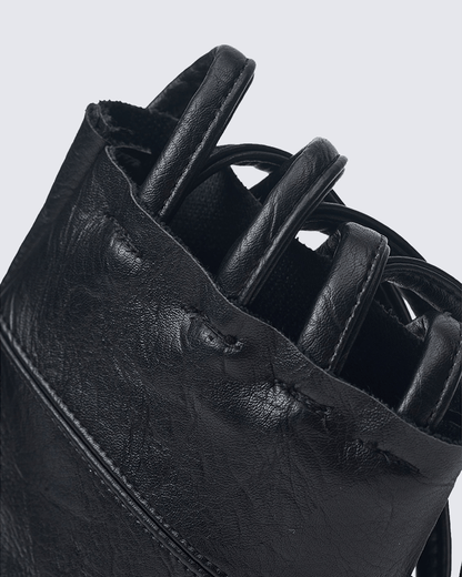 Gothic Punk Lace-Up Fingerless Faux Leather Gloves