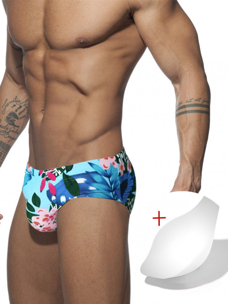 Men's Printed Sexy Cup Triangle Swim Briefs