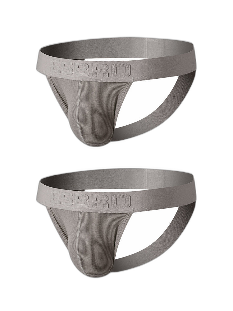 2 Pack Men's Ribbed U-Pouch Sexy Jockstrap