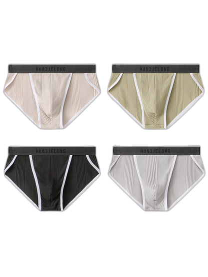 4 Pack Men's Solid Color Cotton Breathable Trendy Briefs