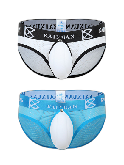 2 Pack Men's Sexy Mesh Front Opening Sponge Coaster Briefs