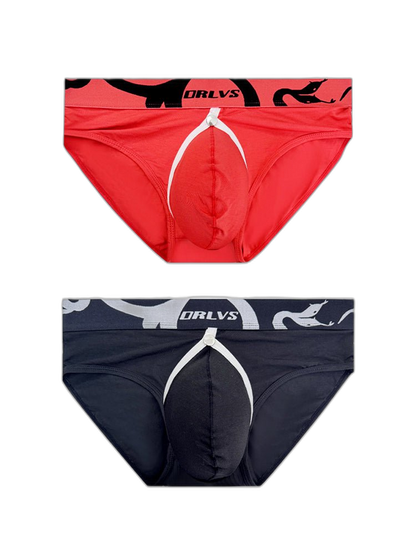 2 Pack Men's Detachable Pouch Open-Crotch Breathable Modal Soft Briefs