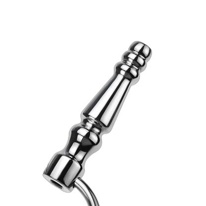 Stainless Steel Hollow Penis Plug with Twin Rings