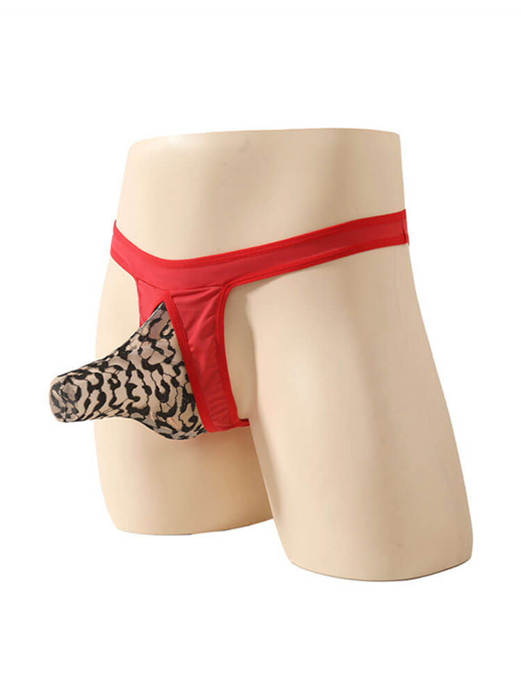 Men's Sexy Leopard Print Elephant Pouch Thong