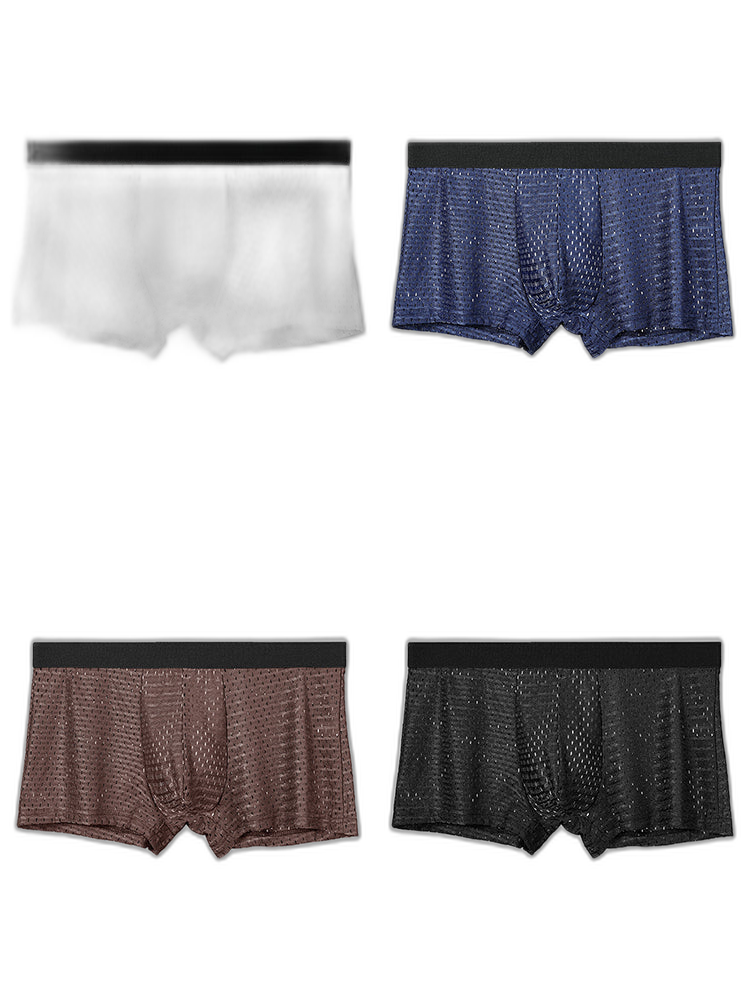 4 Pack Mesh Ice Silk Cool Fresh Men's Trunks