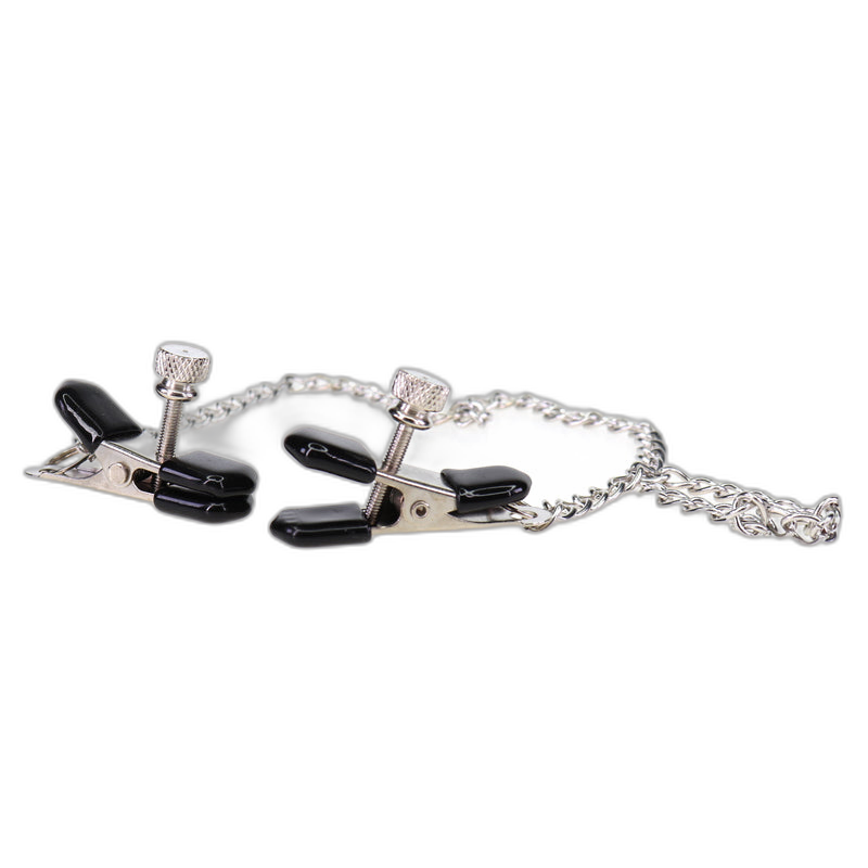 ruff GEAR Metal Wide Grip Nipple Clips with Chain Black