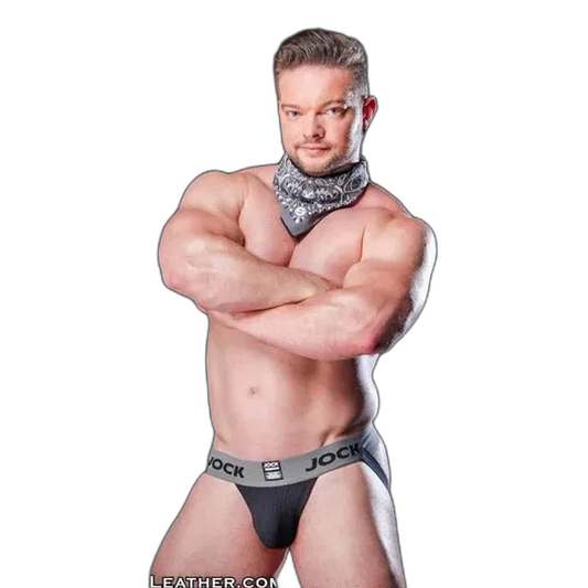 Mr.S Leather Zipper Pocket Neck Hanky - Charcoal