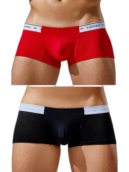 2 Pack Men's Sexy Comfortable Breathable Solid Color Trunks