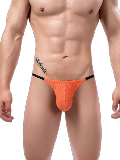 3 Pack Men's Low Rise Striped Camisole Briefs with Raised Pockets