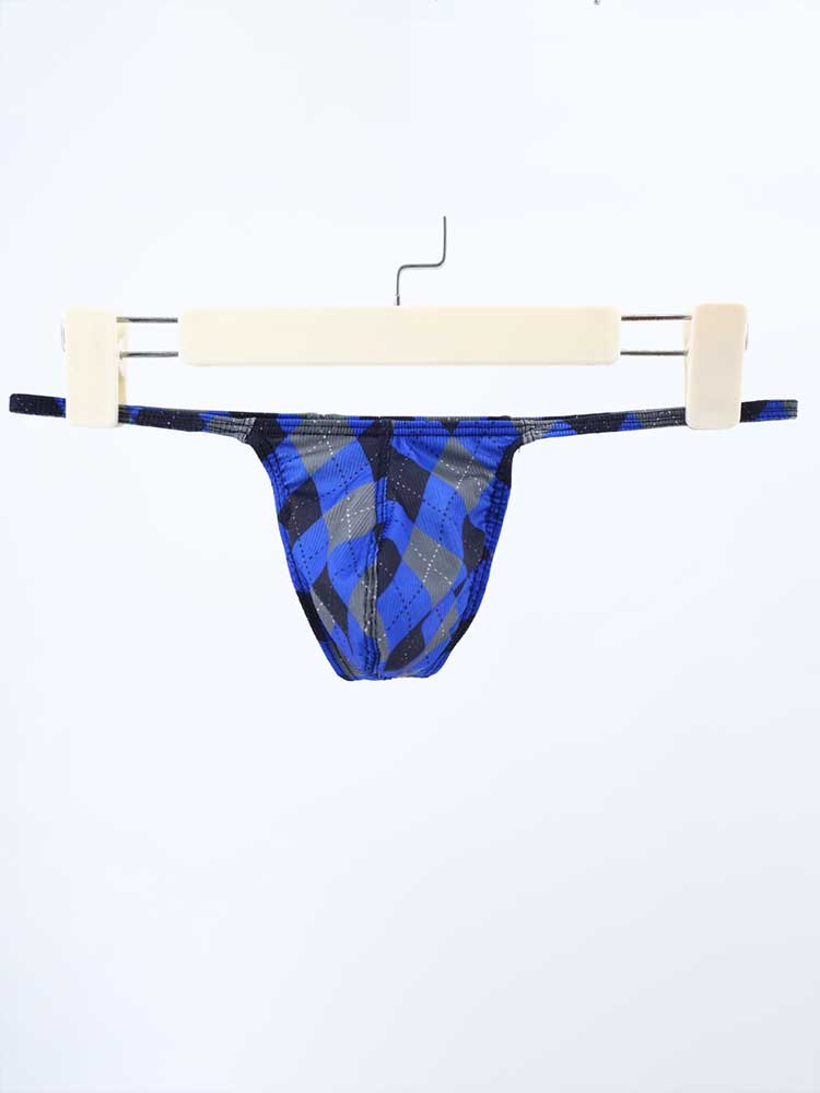 Men's Plaid Print Sexy Bikini Quick-Drying Thong