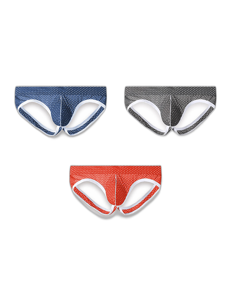 3 Pack Men's Breathable Mesh Ice Silk Sexy Stretch Fit Jockstrap