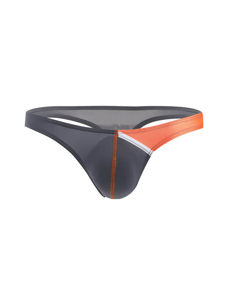 Men's Sexy Low-Rise Color-Block Ice Silk Thong