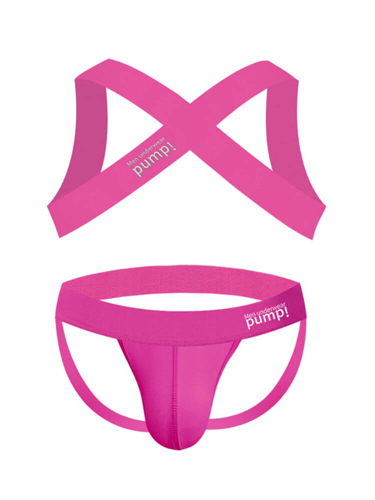 Men's Elastic Shoulder Strap Underwear 2-Piece Set