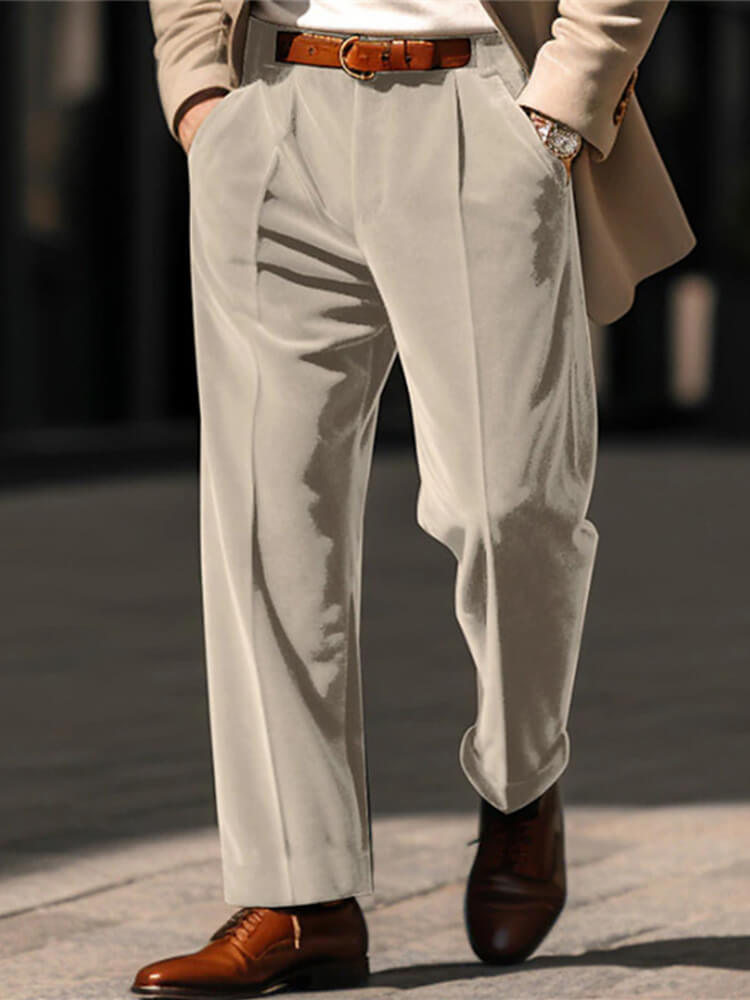 Men's Fashion Straight Leg Solid Color Dress Pants