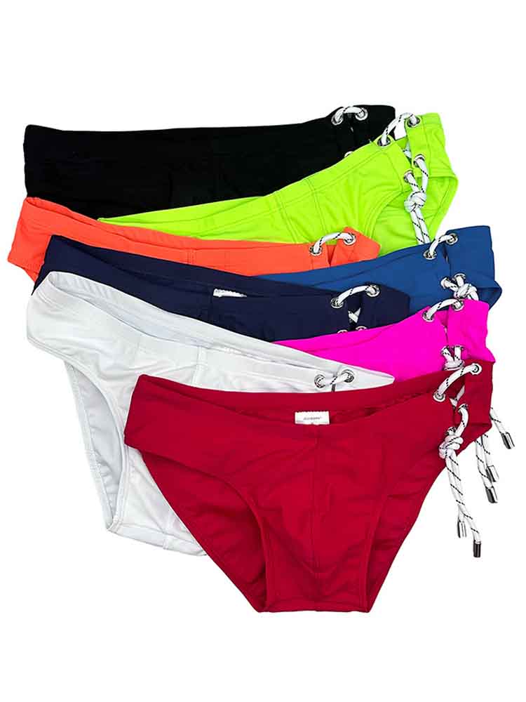 Men's Single Side Tether Low Rise Swim Briefs