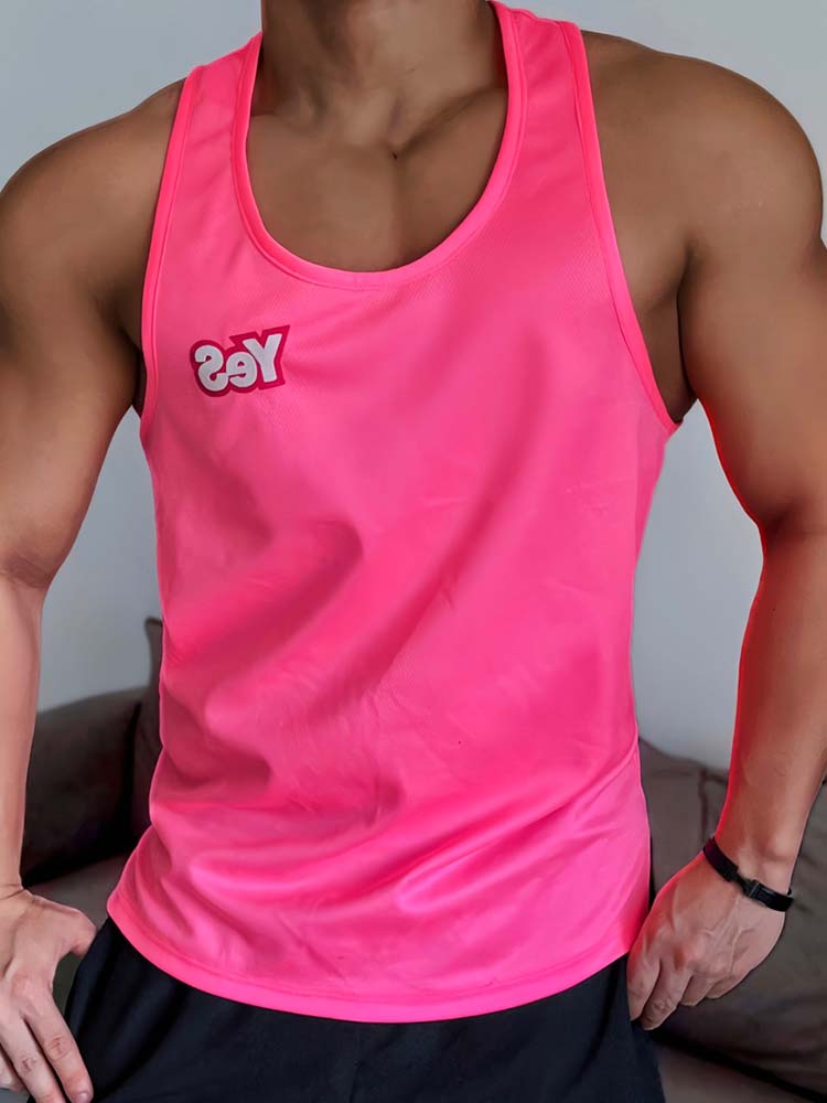 Men's Fluorescent Candy Pink Sports Tank Top