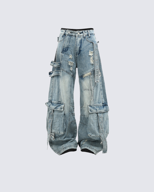 Rogue Ash Multi-Pocket Denim Cargo Pants