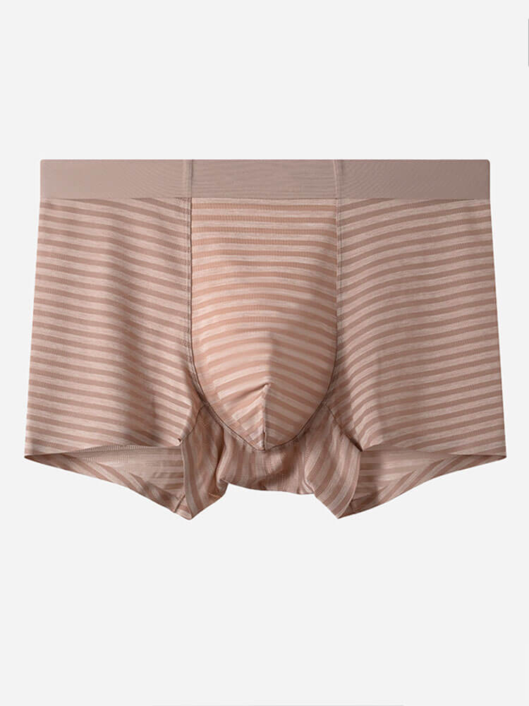 Men's Sexy Sheer Striped Ice Silk Boxer Briefs