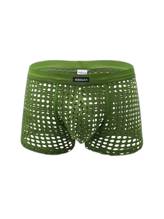 2 Pack Men's Hollow Mesh Sexy Trendy Moisture-Wicking Trunks