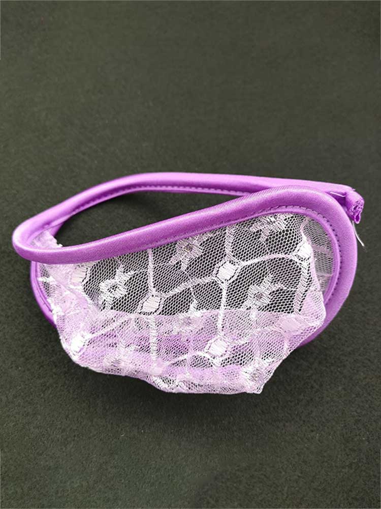Men's Sexy See-through Lace C-String Backless Thong
