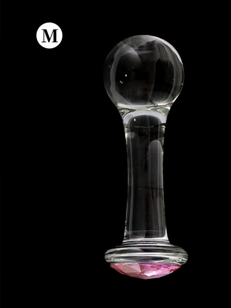Pink Gem Glass Smooth Round Anal Plug