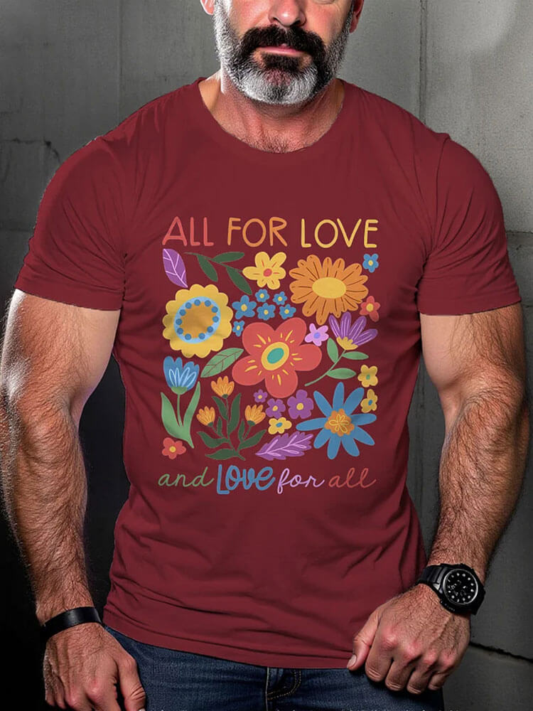 Casual LGBT Pride All For Love Love For All Gay Print T-shirt