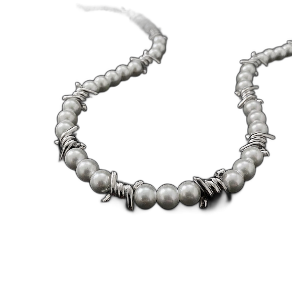 Pearl Barb Wire Necklace