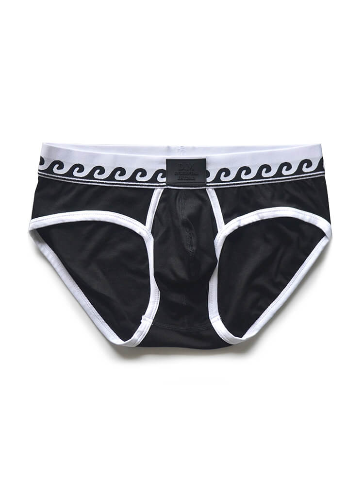 D.M Men's Wavy-Pattern Waistband U-Pouch Briefs