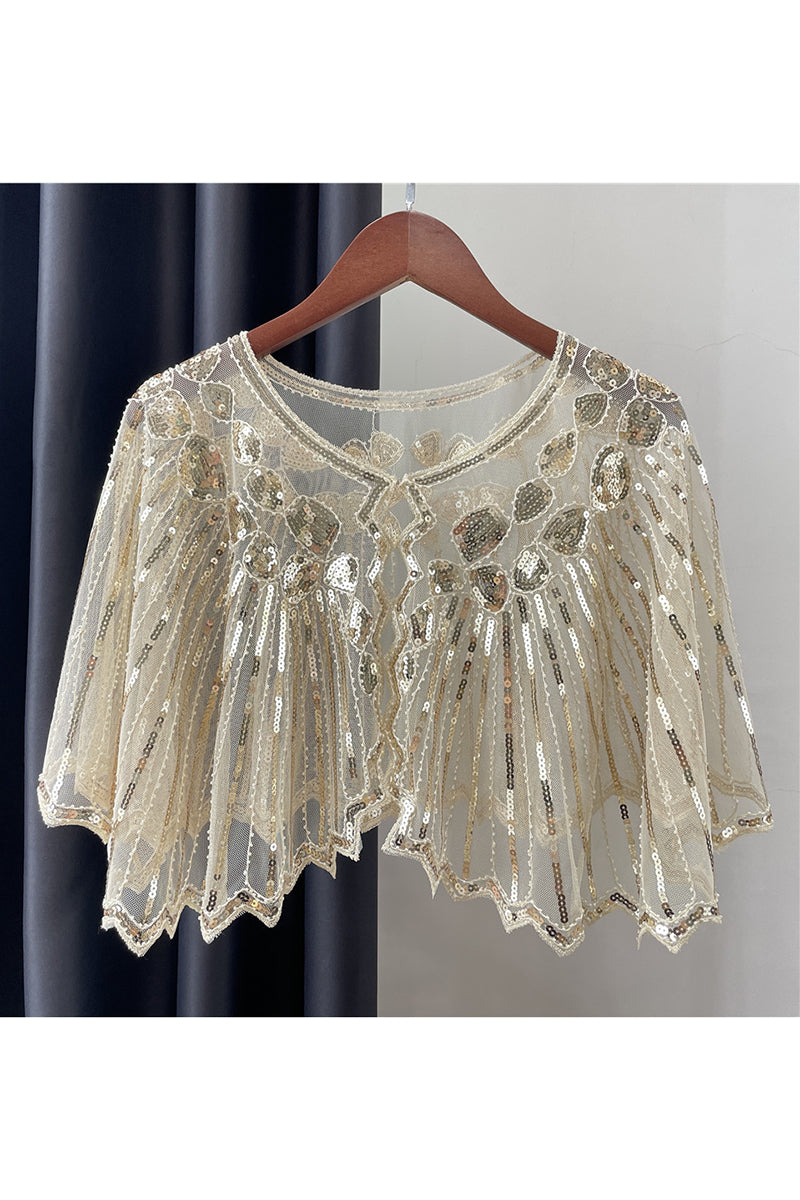 Embroidery Mesh See Through Sequins Patchwork Wraps